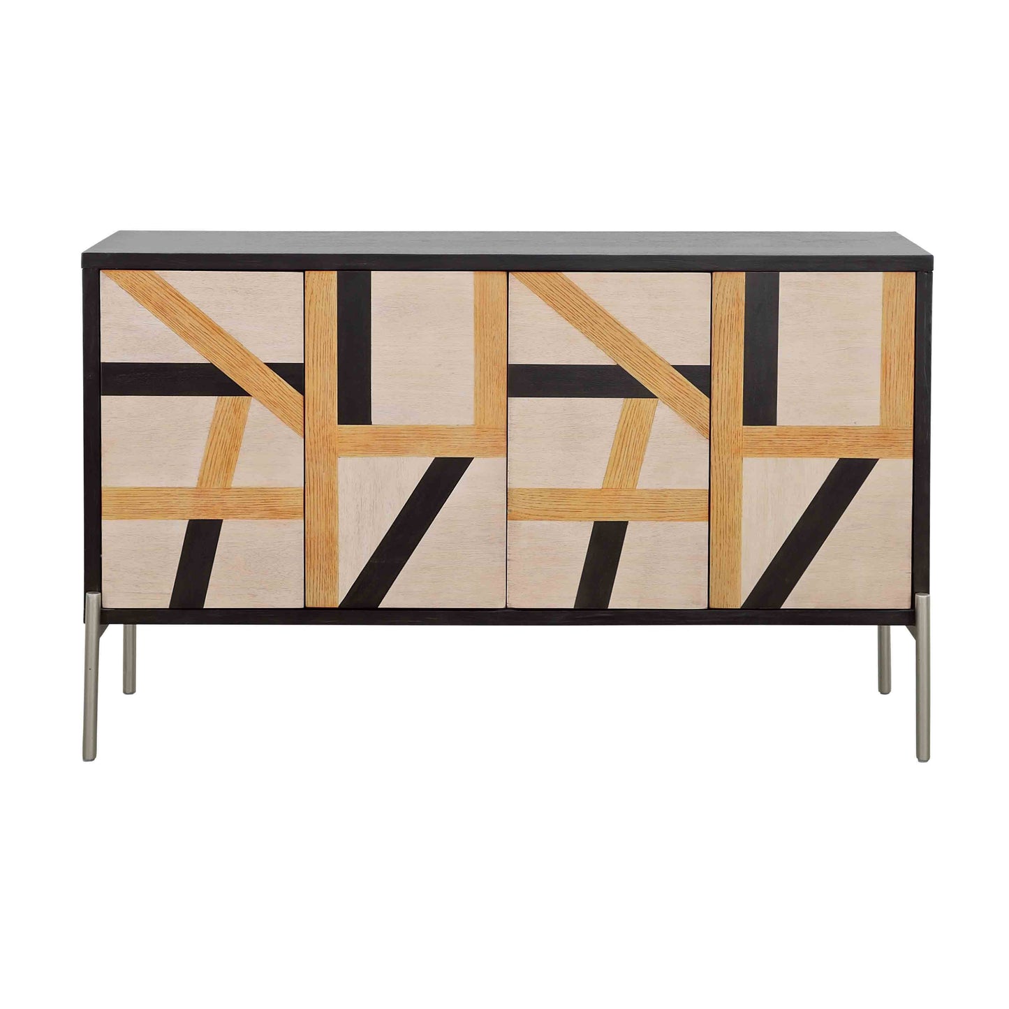 Sonia - Four Door Credenza - Black / Multicolor - Black / Multicolor