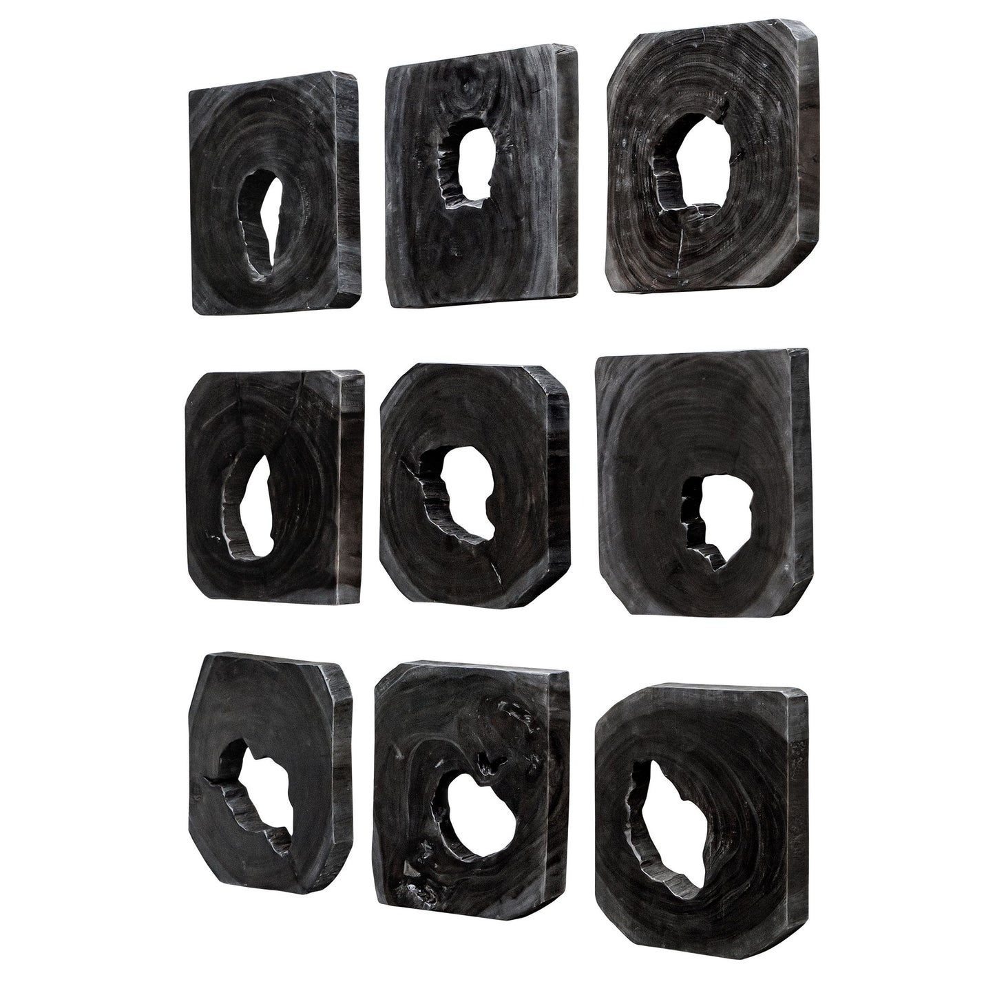 Bahati - Wood Wall Art (Set of 9) - Ebony Black