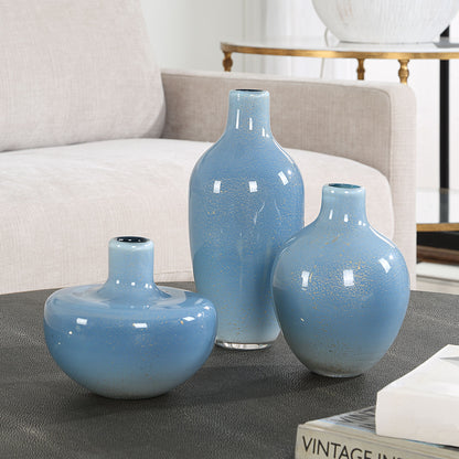 Celestial Frost - Vases (Set of 3) - Blue