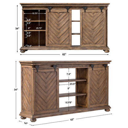 Primalia - Barn Door Media Console - Light Brown