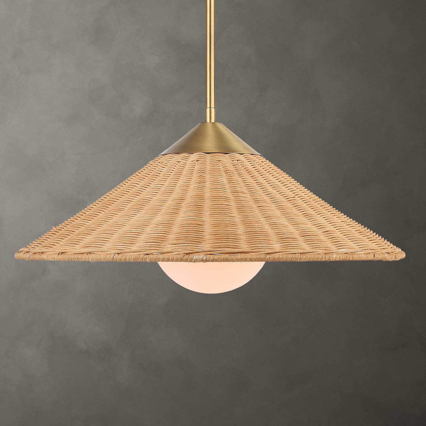 Phuvinh - 1 Light Rattan Shade Pendant - Beige