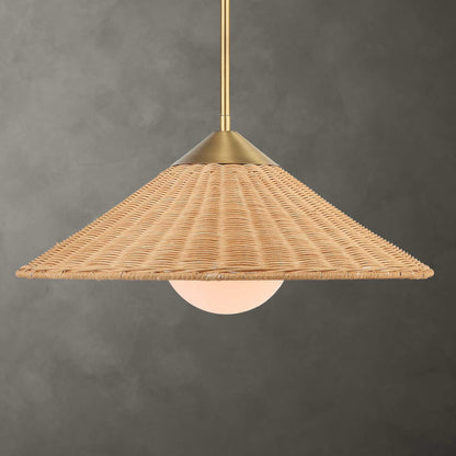 Phuvinh - 1 Light Rattan Shade Pendant - Beige
