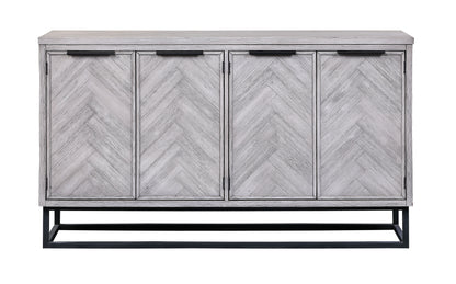 Aspen Court II - Four Door Media Credenza - Herringbone White Rub