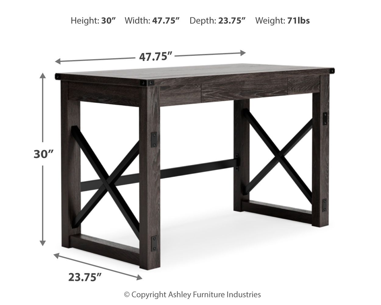 Freedan - Grayish Brown - Home Office Desk