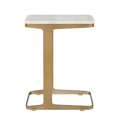 Tylan - Marble Accent Table - Brass / White