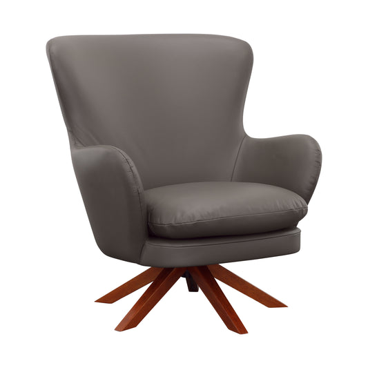 Gideon - Swivel Accent Chair - Gray / Warm Walnut