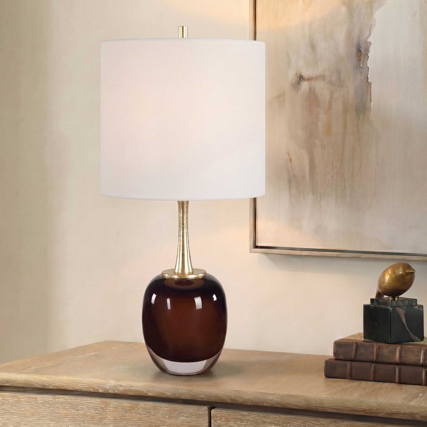 Vannett - Table Lamp - Dark Amber / White