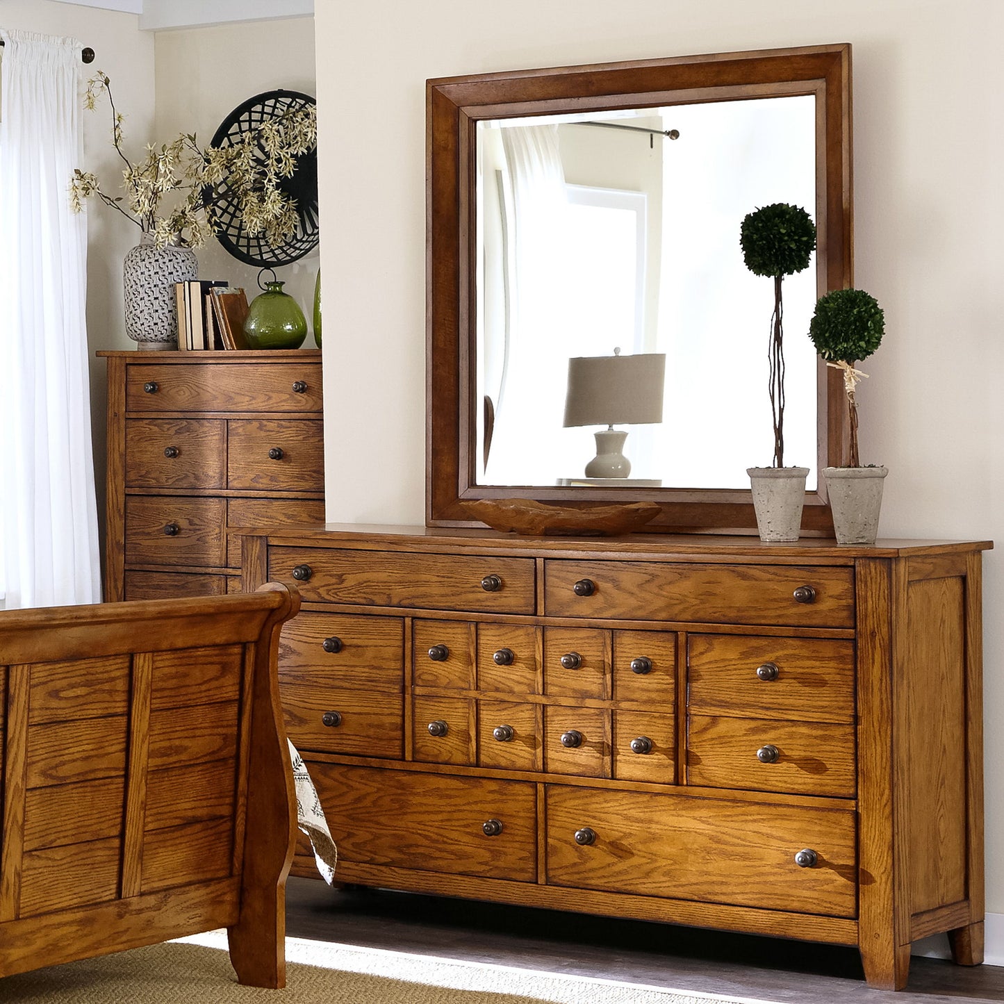 Grandpas Cabin - Dresser & Mirror - Light Brown