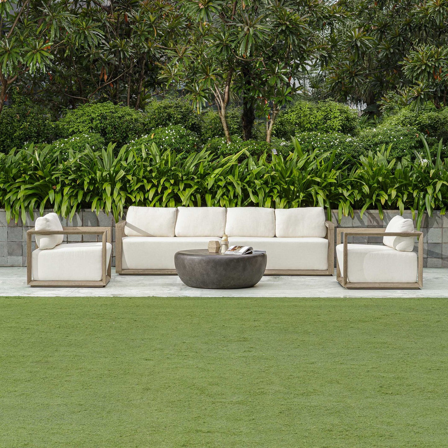Remsen - Outdoor Sofa - White / Brown