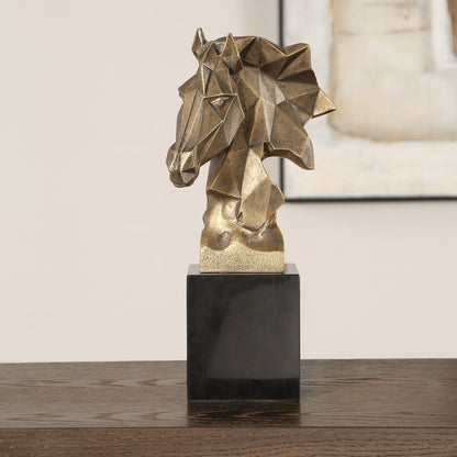 Chiseled Horse Bust - Sculpture - Bronze