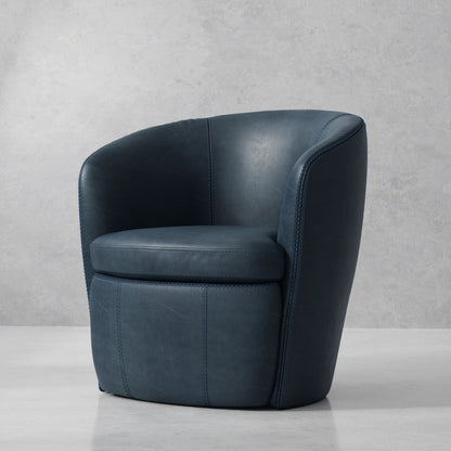 Barolo - 100% Italian Leather Swivel Club Chair (Set of 2)
