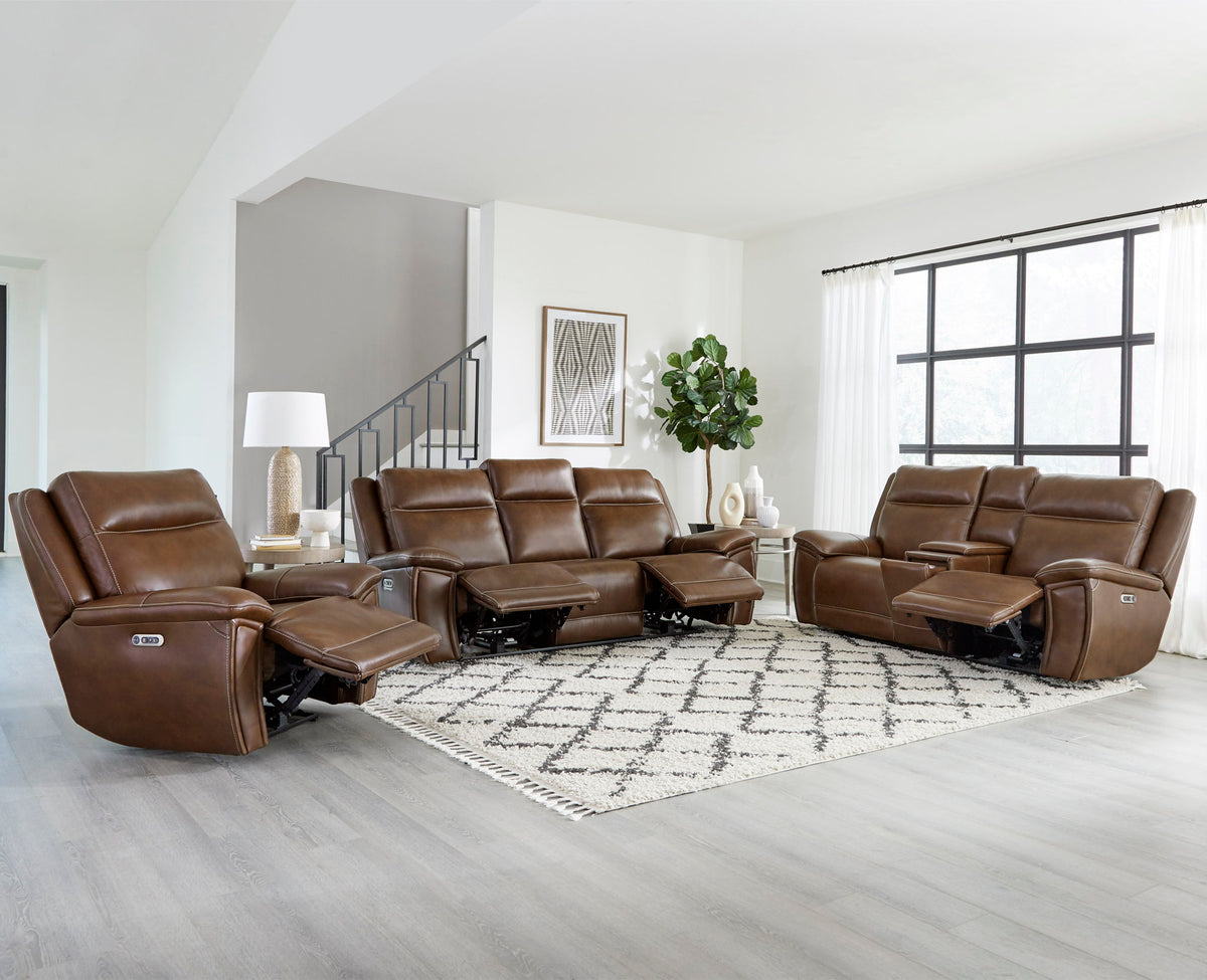 Jameson - Power Reclining Zero Gravity Console Loveseat - Hickory