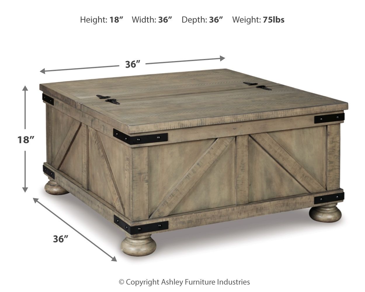 Aldwin - Gray - Cocktail Table With Storage - Square