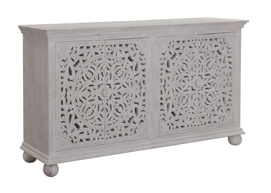 Bree - Four Door Credenza - Sandblast Whitewash