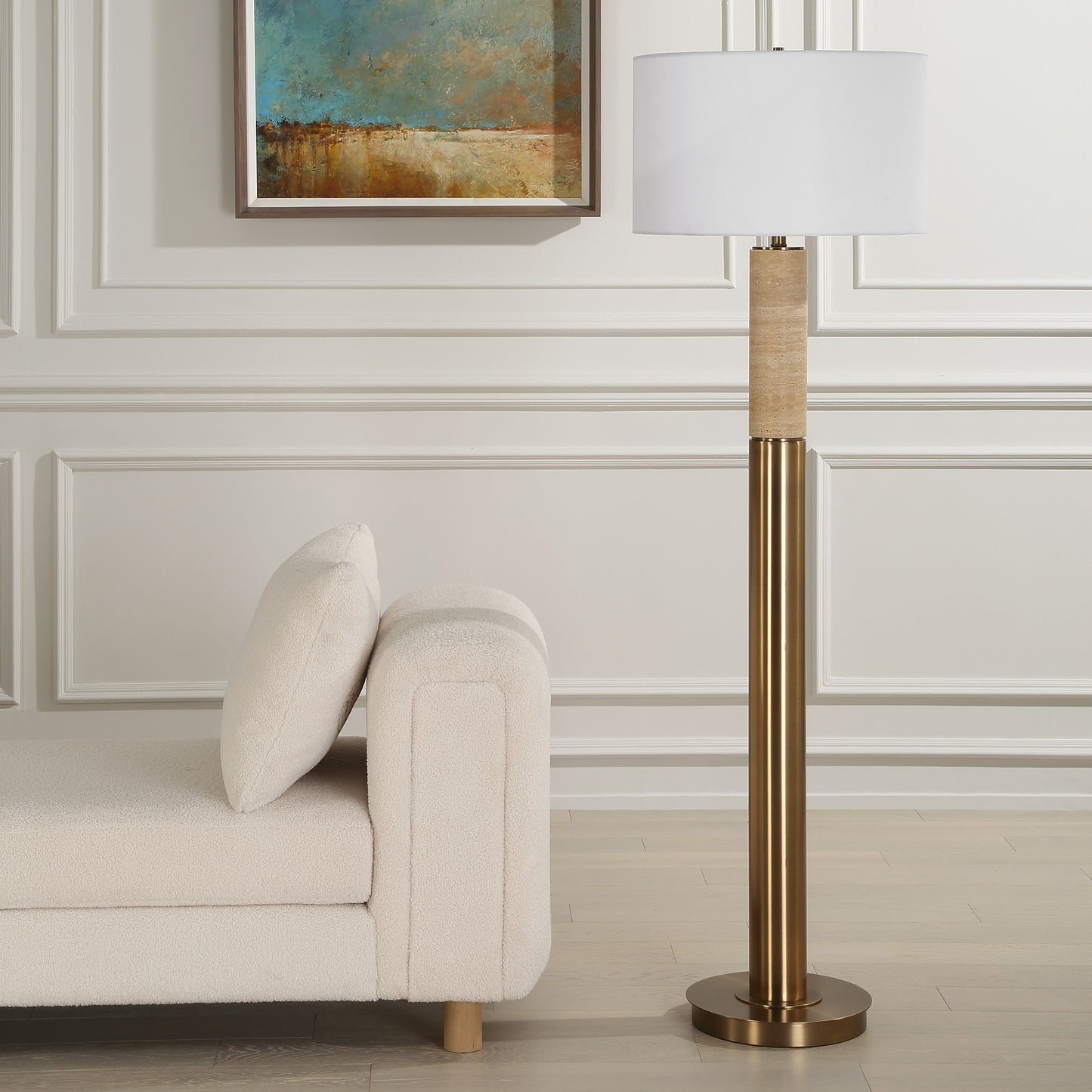 Knox - Travertine Floor Lamp