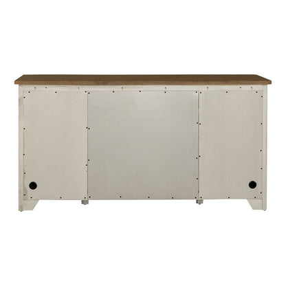 Farmhouse Reimagined - Door Credenza - Antique White / Chestnut Tops