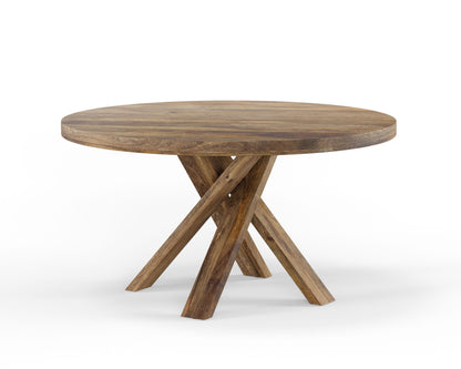 Crossings - Round Dining Table With 4 Upholstered Chairs - Brown & Dark Gray