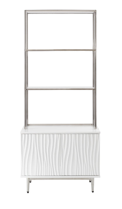 Waves - Bookcase (2 Cartons) - Glossy White