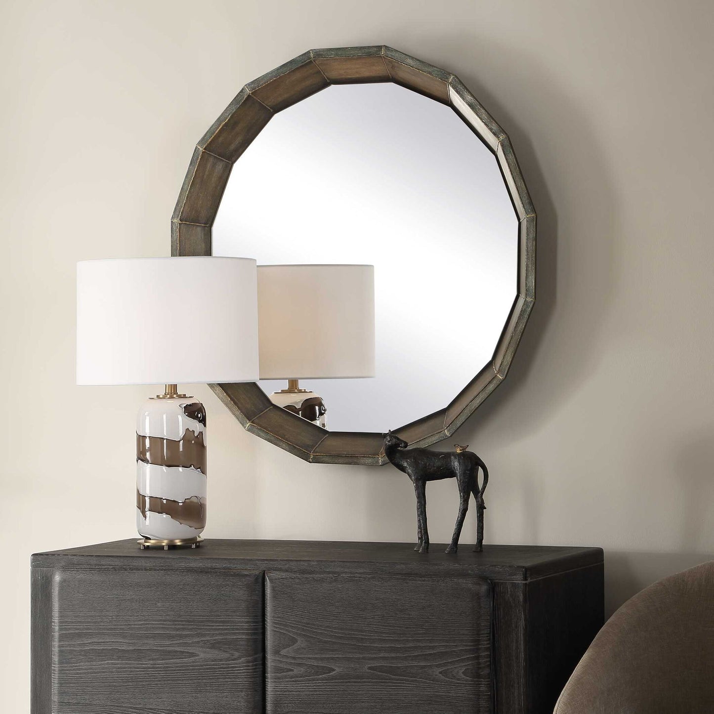 Neve - Round Mirror - Bronze
