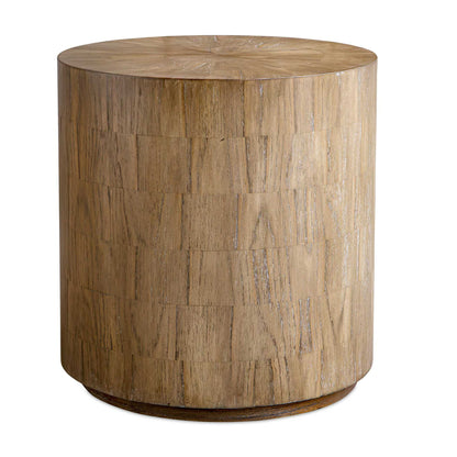 Nevis - Wood Cylinder Side Table - Woodtone