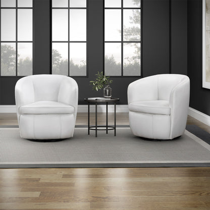 Barolo - 100% Italian Leather Swivel Club Chair (Set of 2)