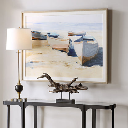 Beached Boats - Framed Print - Light Brown