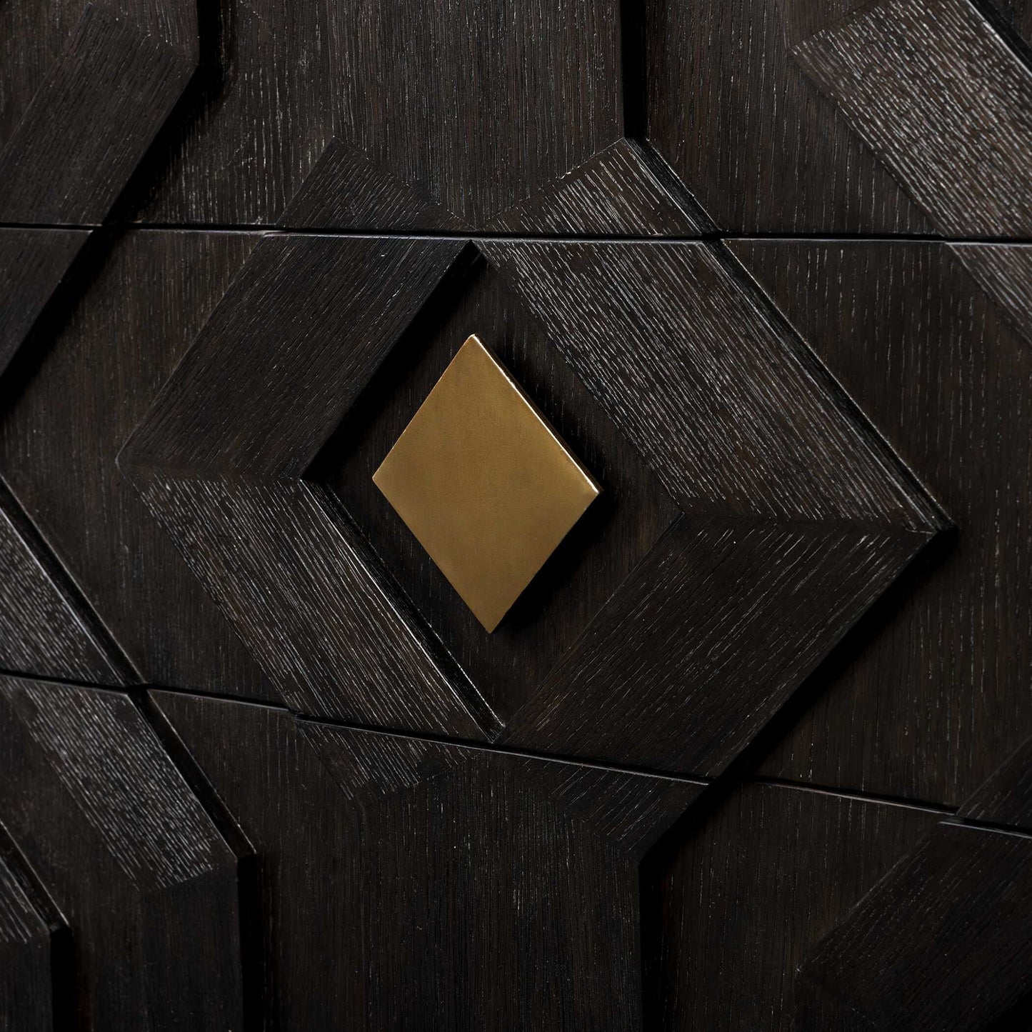 Faulkner - 3 Drawer Modern Chest - Black / Brass
