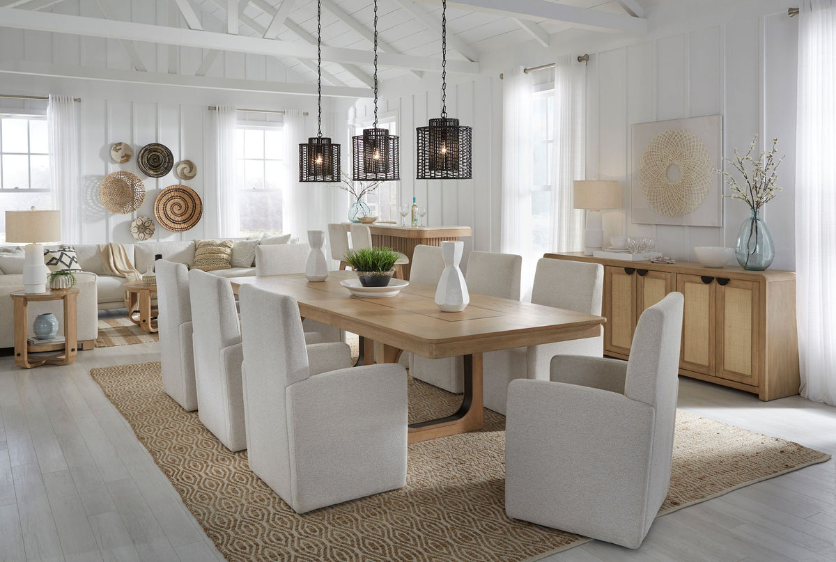 Escape - Dining Table With Extensions - Glazed Natural Oak / Black Metal Trim