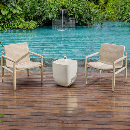 Alma - Concrete Outdoor Side Table - White