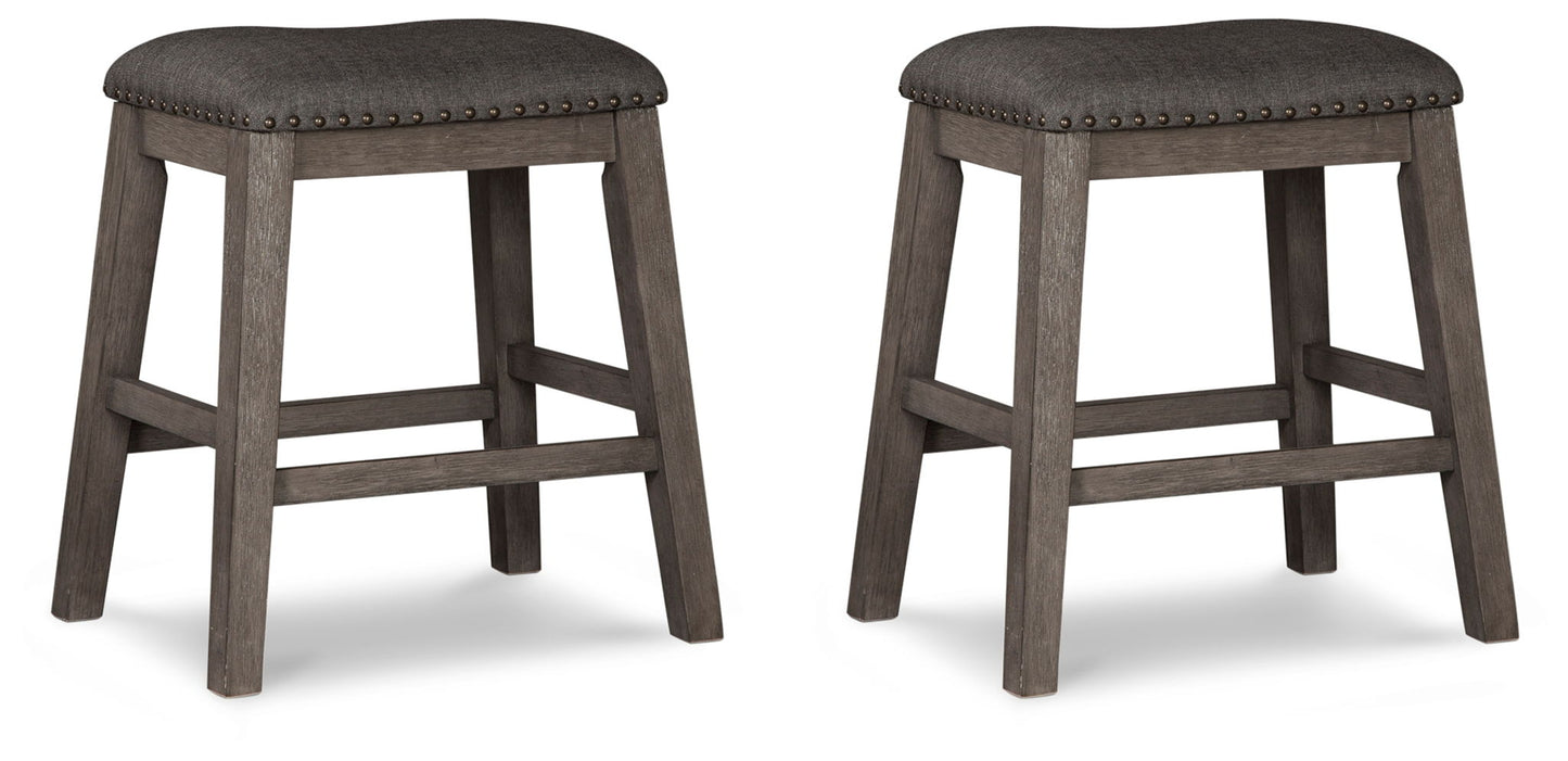 Caitbrook - Upholstered Stool (Set of 2) - Gray