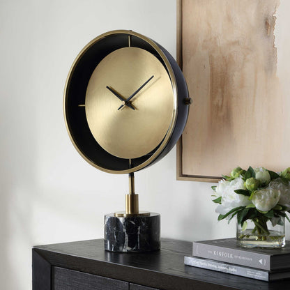 Velar - Modern Table Clock - Black / Gold
