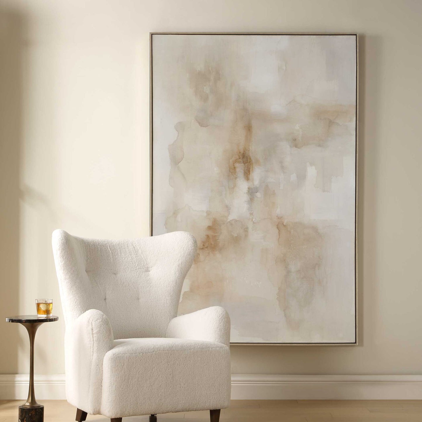 Remedy - Hand Painted Modern Canvas - Brown / Gray / White / Woodtone
