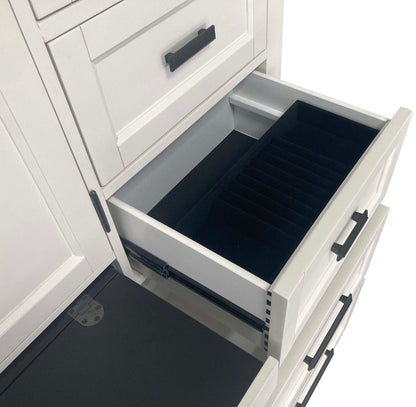 Americana Modern Bedroom - 7 Drawer Door Chest With Workstation - Cotton