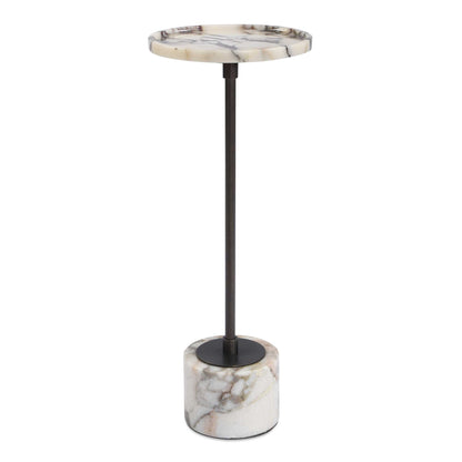 Brunson - White Marble Drink Table - Bronze / White