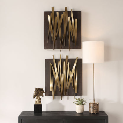 Crosshatch - Metal Wall Decor (Set of 2) - Dark Brown