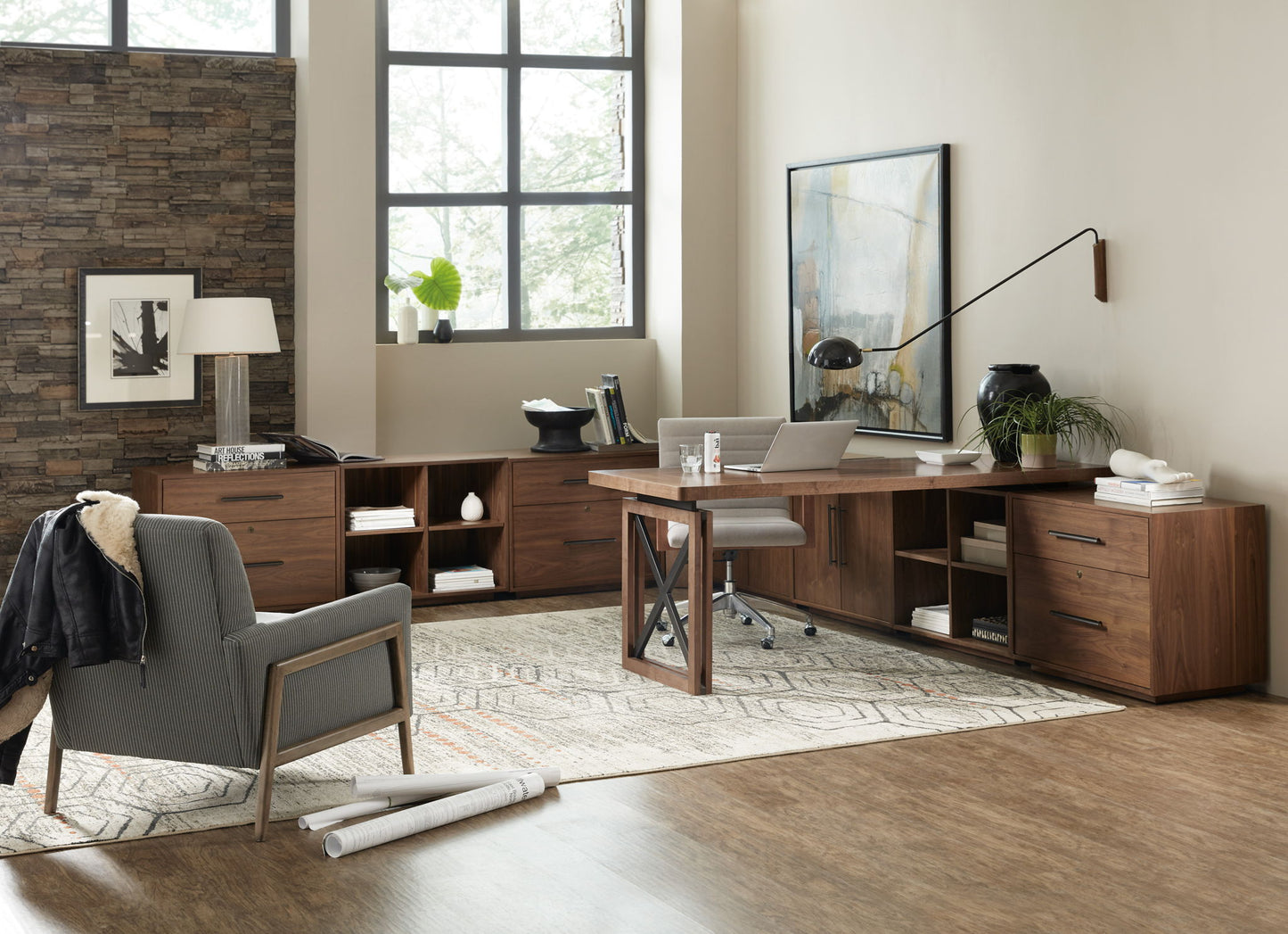 Home Office - Two-Door Cabinet - Dark Brown