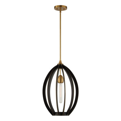 Darby - 1 Light Architectural Oval Pendant - Bronze / Black