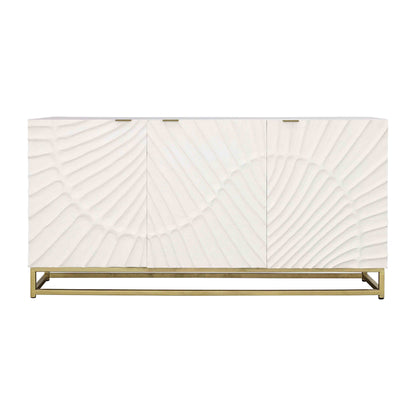 Fallow - Three Door Credenza - White / Gold