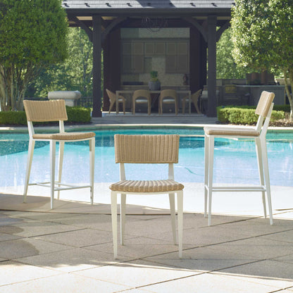 Calbas - Outdoor Bar Stool - White / Woodtone