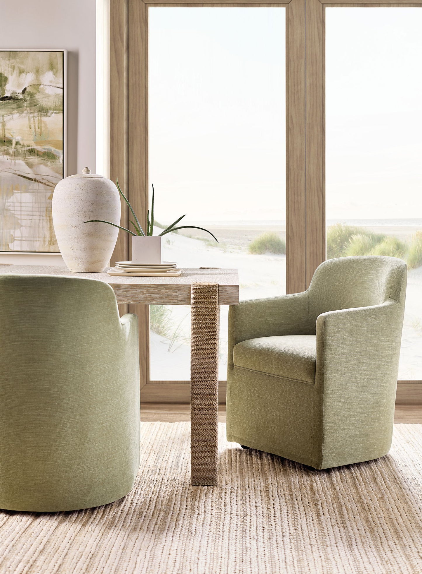 Commerce And Market - Seaside Rectangle Dining Table With 1-22" Leaf - Beige