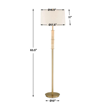 Verlaine - Travertine Floor Lamp - Brass,Gold