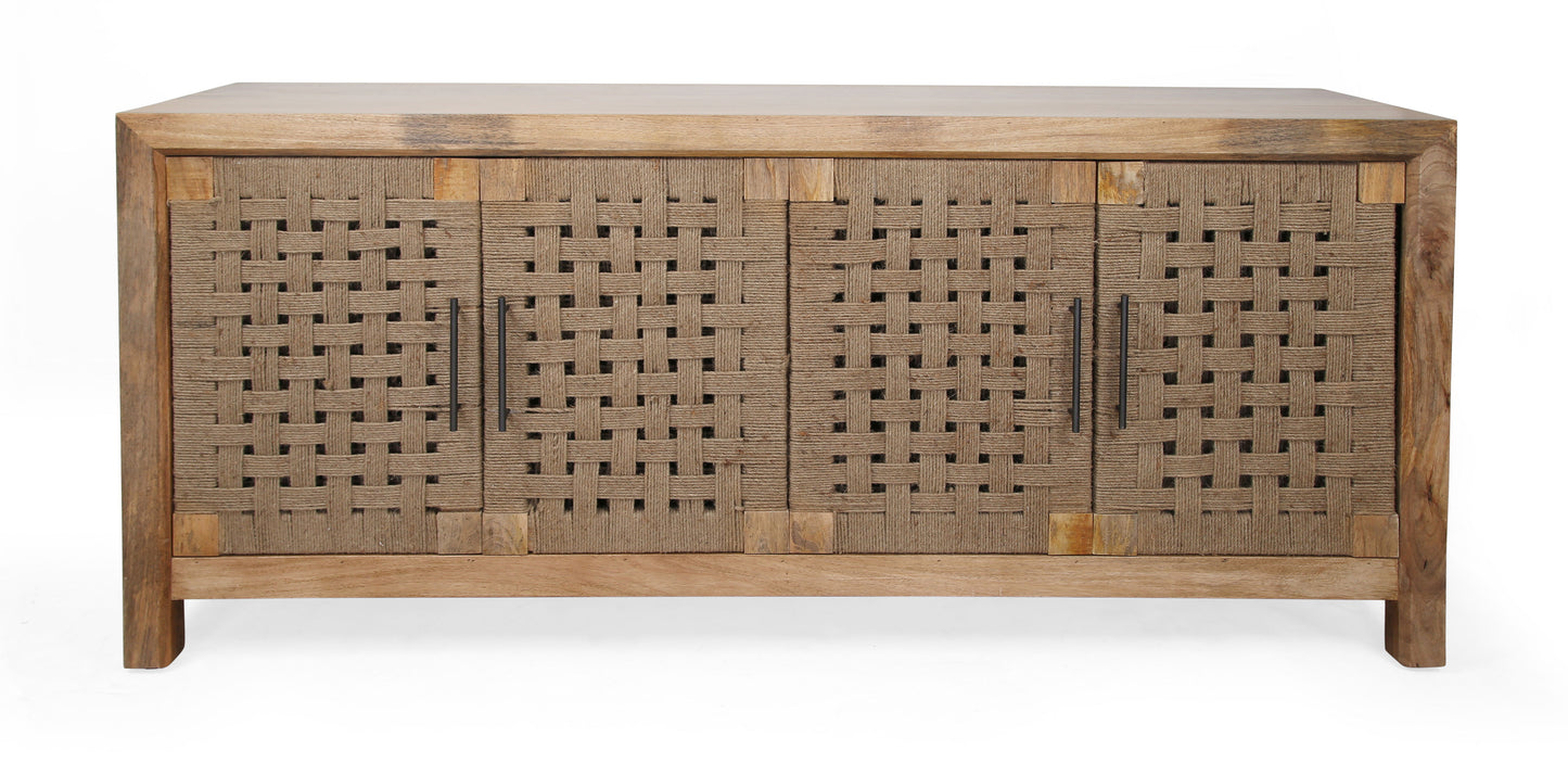 Jordon - Four Door Credenza - Augustine Brown / Jute