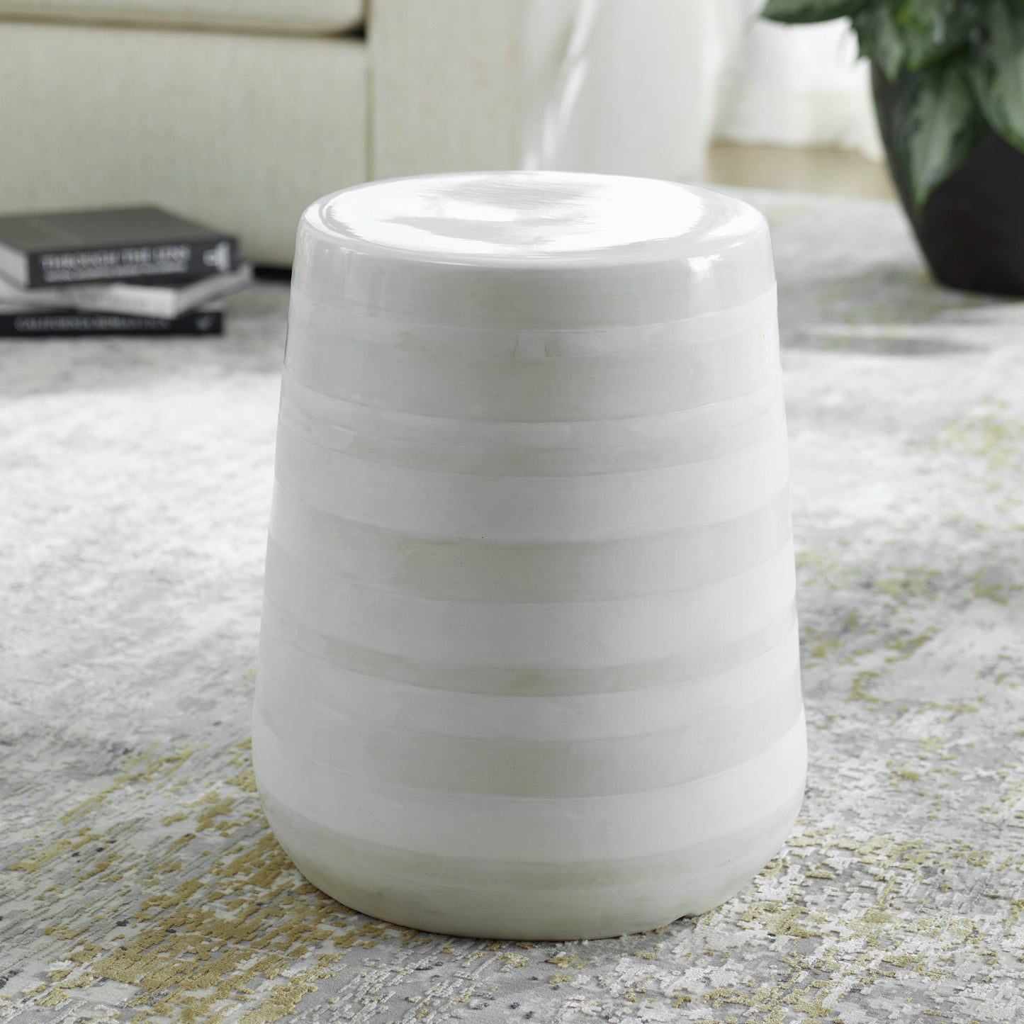 Desert Plains - Glaze Garden Stool - White