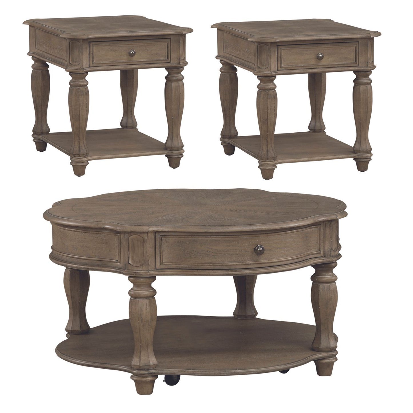 Magnolia Manor - 3 Piece Table Set - Light Brown