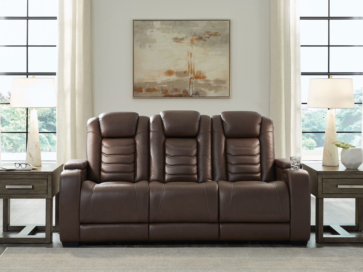 High Impact - Tobacco - Power Reclining Sofa / Adj Headrest