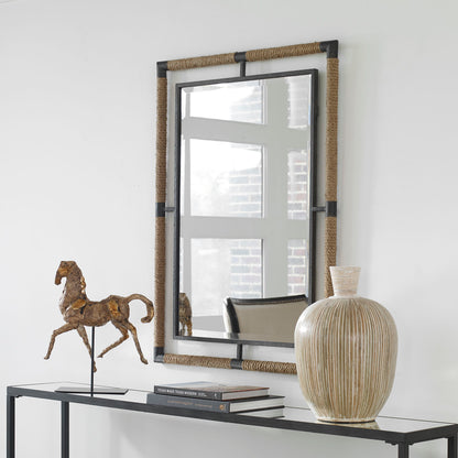 Melville - Iron & Rope Mirror - Light Brown