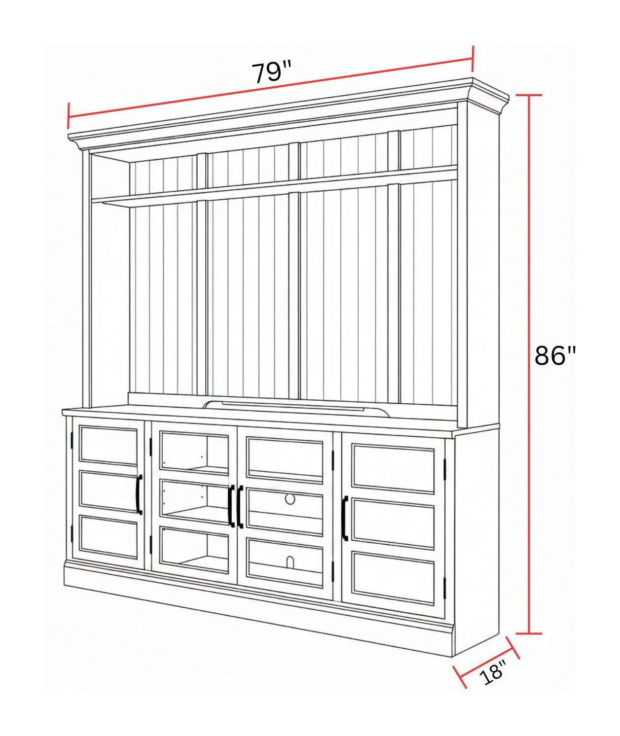 Shoreham - 76" TV Console With Hutch - Effortless White