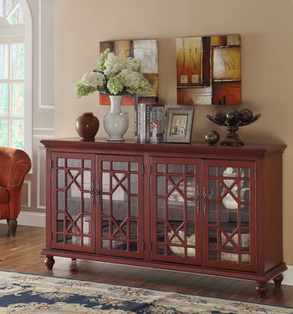 Blaze - Four Door Credenza - Esnon Texture Red