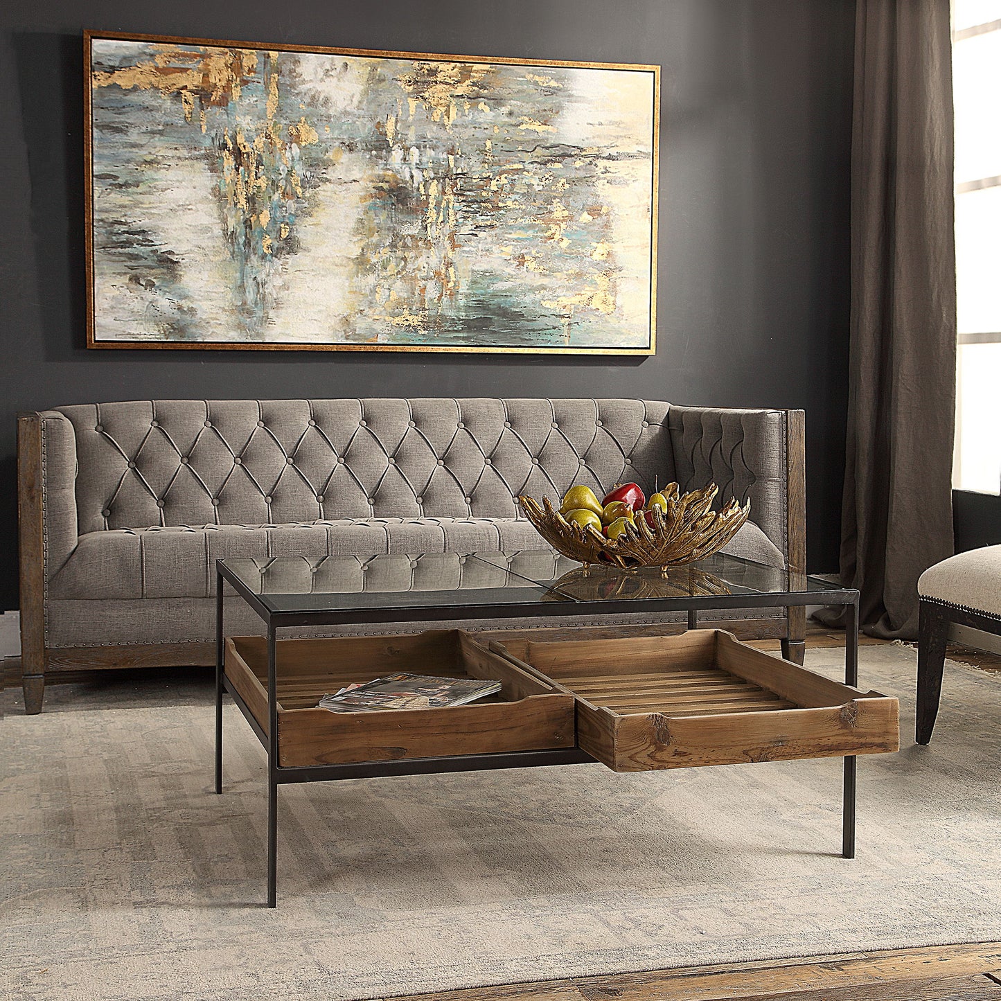 Silas - Coffee Table - Light Brown & Black