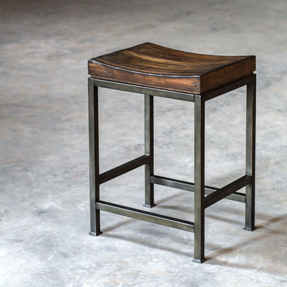 Beck - Wood Counter Stool - Dark Brown & Black